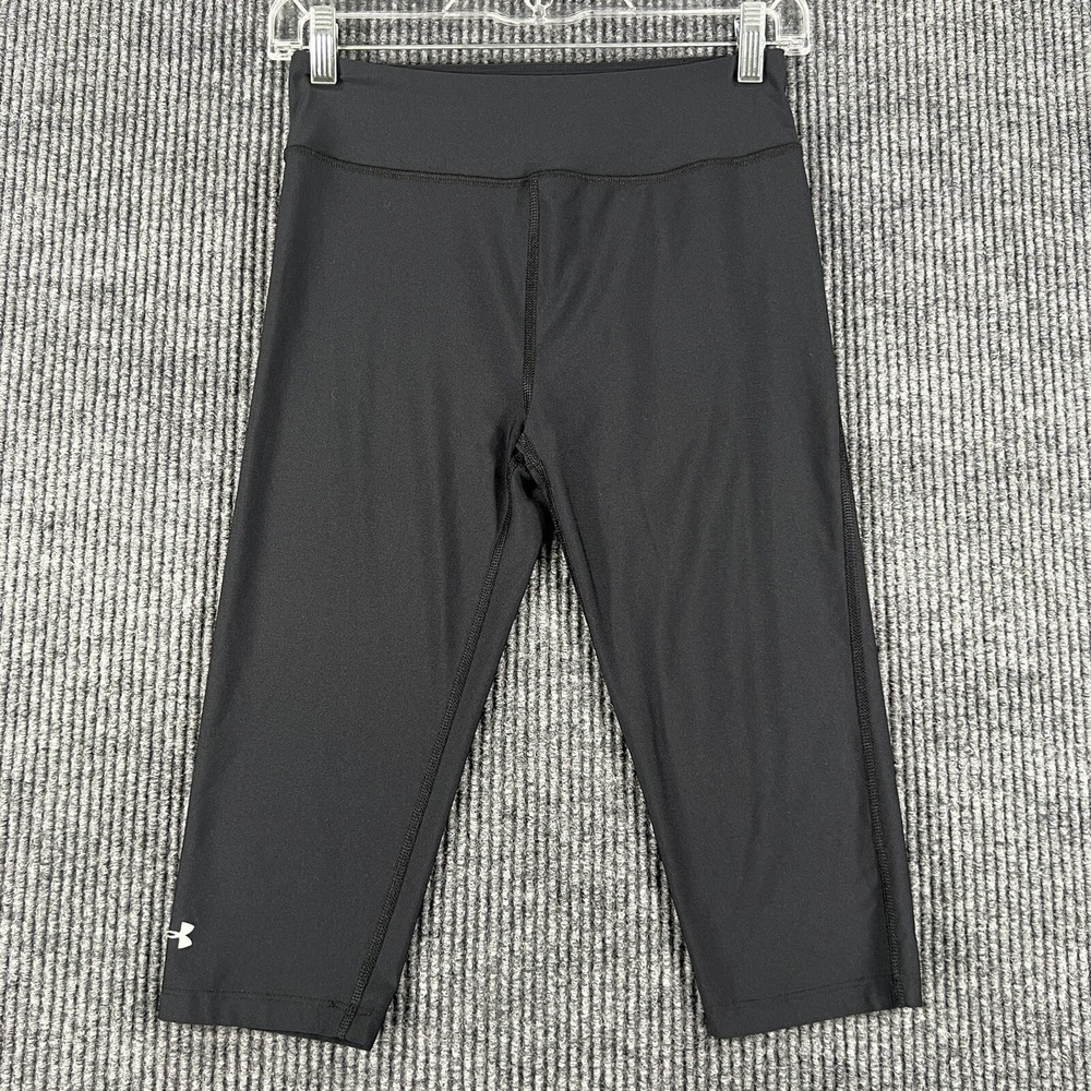 Under Armour Leggings Womens Small Black Compression Heat Gear Capri Workout Gym